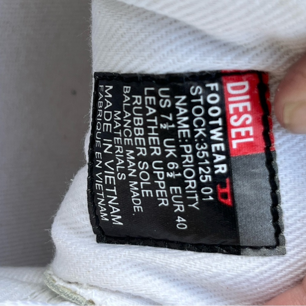 Vintage Diesel Priority Sneakers – White Black Leather Retro Low-Tops Men’s 7.5 - Picture 4 of 10